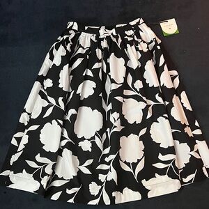 kate spade x Target Black and White Floral Full Skirt w Pockets NWT